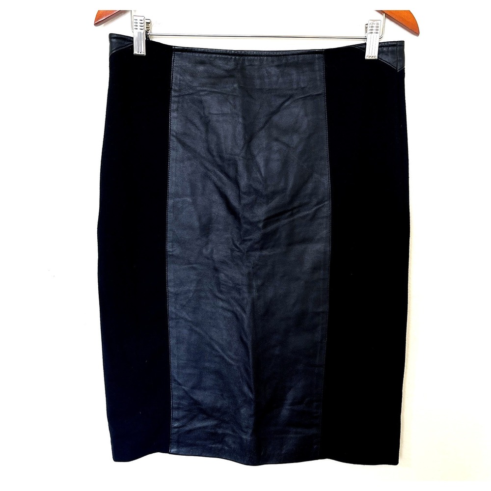 VTG Bebe Womens Leather Paneled Skirt Size L‎ Black Witchy Whimsigoth Punk Rock
